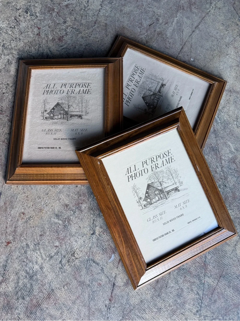 3 vintage Fordyce Picture Frame Co. solid wood frame